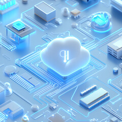 Poster - Innovative cloud computing infrastructure digital landscape 3d visualization technology futuristic environment