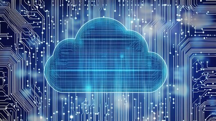 Poster - Interconnected Data Cloud Computing Concept with Digital Background