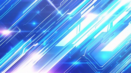 Poster - Modern Digital Circuit Design with Glowing Elements and Blue Tones