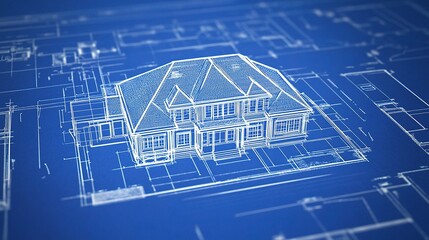 Poster - Detailed Architectural Blueprint Plan of a Home Design