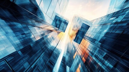 Poster - Abstract Modern Glass Architecture in Multiple Exposure Perspective