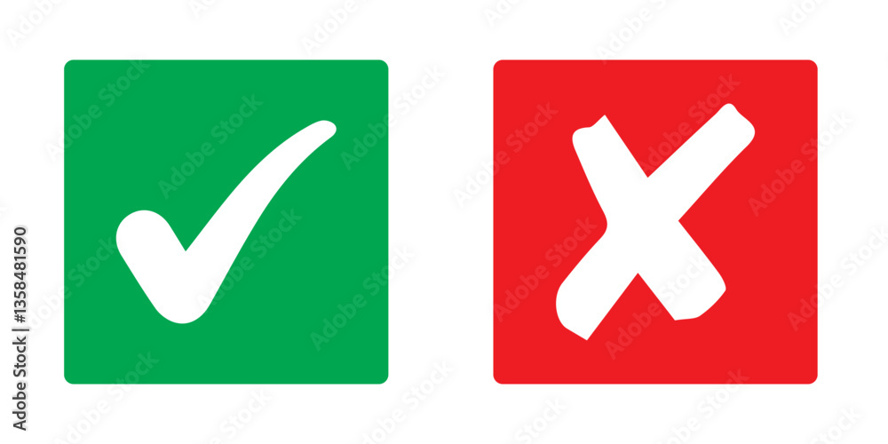 Check mark icon button set. Check box icon with right and wrong buttons ...