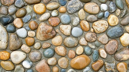 Poster - Exposed aggregate concrete wall with a rough texture, tiny pebbles, and soft neutral tones.