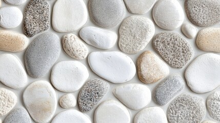 Poster - Exposed aggregate concrete wall with a rough texture, tiny pebbles, and soft neutral tones.