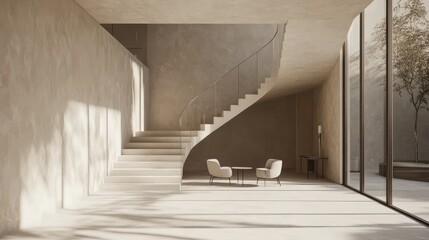 Poster - Modern off-white wall with gentle lines, ideal for minimalist designs and spacious enough for adding visuals.