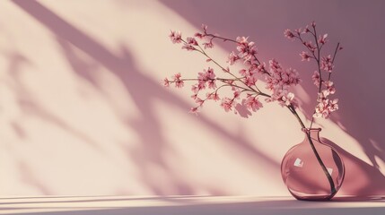Poster - Soft pastel pink modern wall, clean lines and subtle design for a calming background with ample copy space.