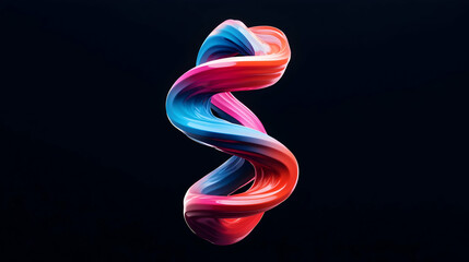 Poster - Abstract Colorful DNA Helix on Black Background