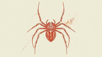 Wall Mural - Minimalist vector spider with detailed legs and segmented body, sharp, clean lines and a modern style, set against a plain background.  