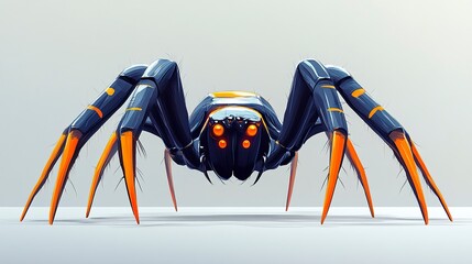 Wall Mural - Minimalist vector spider with detailed legs and segmented body, sharp, clean lines and a modern style, set against a plain background. 