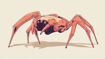 Wall Mural - Minimalist vector spider with detailed legs and segmented body, sharp, clean lines and a modern style, set against a plain background. 