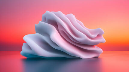 Poster - Abstract Iceberg at Sunset, Pink and Blue Hues, Digital 3D Rendering