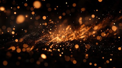 Aufkleber - Fire embers particles over black background. Fire sparks background. Abstract dark glitter fire particles lights, 32k Resolution