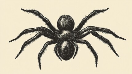 Wall Mural - Spider vector illustration in a copperplate engraving style, intricate shading and etching details giving it a historical, classic aesthetic, perfect for prints.  