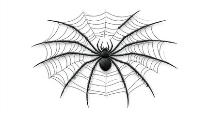 Wall Mural - Spider web on white background  