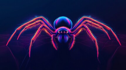 Wall Mural - Stylized vector spider, bold outlines and a balanced design emphasizing its body and long legs, perfect for icons or decorative purposes. 
