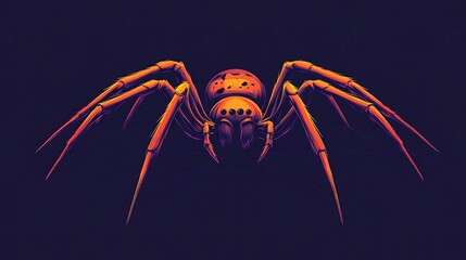 Wall Mural - Stylized vector spider, bold outlines and a balanced design emphasizing its body and long legs, perfect for icons or decorative purposes.  