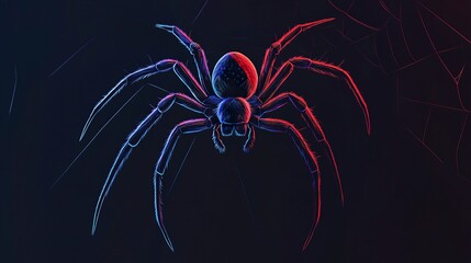 Wall Mural - Vector spider illustration in a sleek, minimalist style, simple yet detailed with smooth lines defining its eight legs and rounded body 