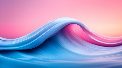 Poster - Abstract Pink and Blue Ocean Wave at Sunset