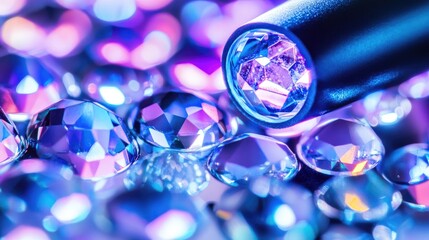 Poster - A spectrometer in a gem laboratory measuring the light refraction of a topaz.