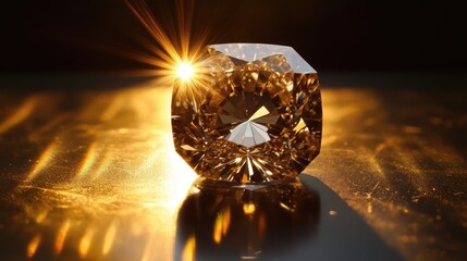 Poster - A stunning macro shot of a radiant-cut diamond, capturing its mesmerizing light play.