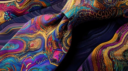 Poster - A stylized digital art tie design with a futuristic tech-inspired background.