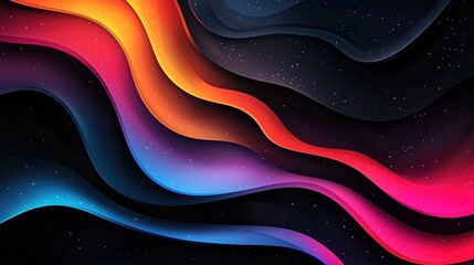 Aufkleber - Bright gradient background, small grainy surface Abstract shapes black background colorful banner header poster design. Abstract modern dynamic colored background, 32k Resolution