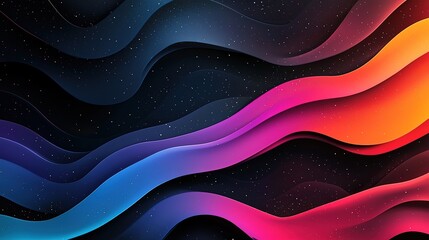 Aufkleber - Bright gradient background, small grainy surface Abstract shapes black background colorful banner header poster design. Abstract modern dynamic colored background, 32k Resolution