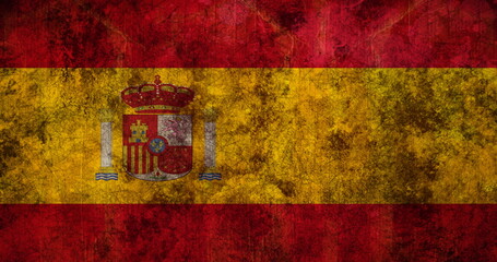 Poster - Image of Spanish flag with distressed pattern moving in repetition in seamless loop