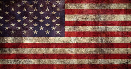 Poster - image of american flag with distressed pattern moving in repetition in seamless loop