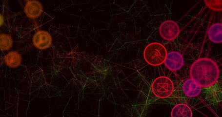 Poster - Image of network of connections with digital icons