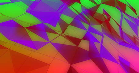 Poster - Image of network of connections in vibrant green purple and red