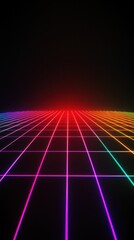 Poster - Retro Rainbow Grid: A vibrant 80s digital art