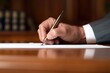 © Сергей Захаров - close-up photo of lawyer hand confidently signing legal document emphasizing precision and focus