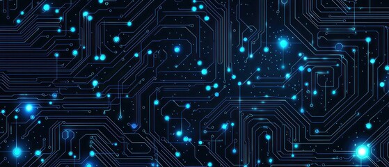 Poster - Abstract Circuit Board Background: Digital Technology and Network Connections