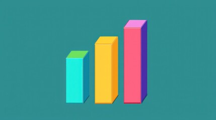 Poster - Abstract Colorful 3D Bar Chart: Growth, Progress, and Success Visualization