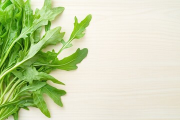 Poster - capture close-up of assortment of fresh vibrant green vegetables on light wooden surface showing int