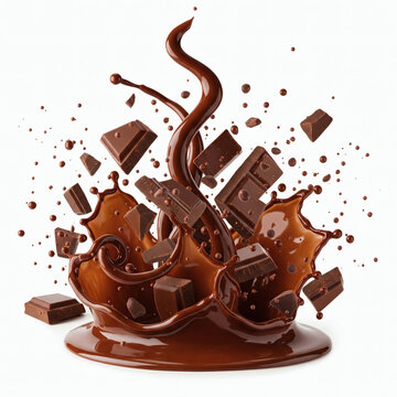 chocolate splashing isolated on white background. 3d rendering.