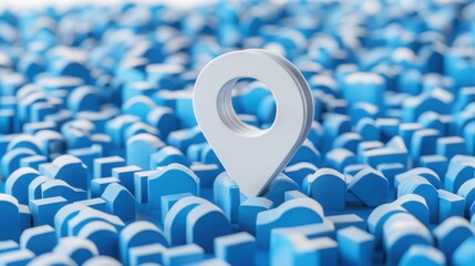 Poster - Close-up of a pin placed on a map indicating a specific location for cross-device location insights and navigation