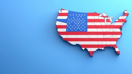 Poster - The united states map with prominent american flag featuring a creative design approach for thinking and innovation