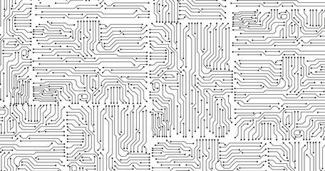 Poster - Grey circuit line technology pattern on white background vector illustration.