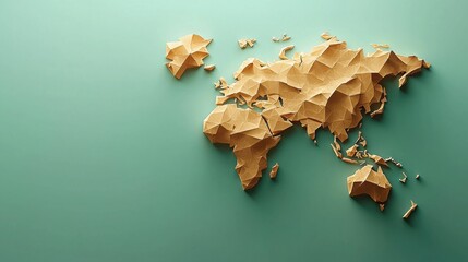 Poster - Intricate world map crafted from folded paper symbolizing global connectivity and innovative enterprise solutions