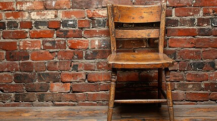Poster - Striking chair positioned against a rustic brick wall creating an inspirational and stylish interior setting