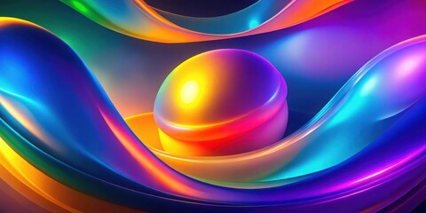 Poster - Colorful Abstract Fractal Design with Circles and Light Swirls. abstract colorful background with circles