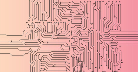 Poster - Abstract high tech technology background , electronic pattern . Circuit board vector illustration .