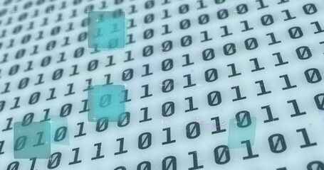 Poster - image of binary coding numbers changing with markers and squares in background