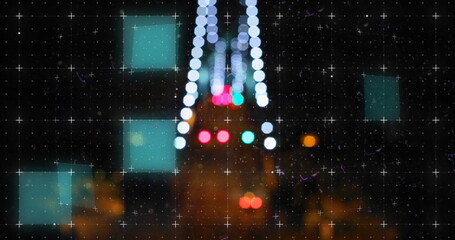 Poster - digital image of scope scanning over bokeh lights against night city traffic