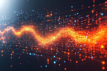 Poster - A vibrant, abstract depiction of digital waves, conveying energy and innovation in technology and data visualization.