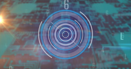Poster - image of scope scanning with letters and numbers changing