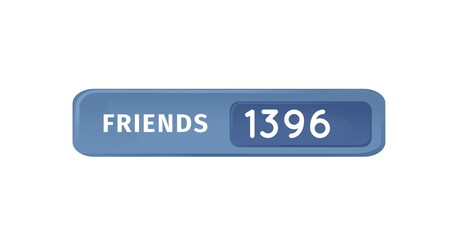 Poster - Image of numbers changing and friends text in blue banner on white background