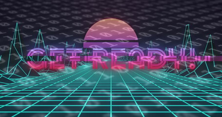 Poster - image of get ready text over colourful grid and digital terrain